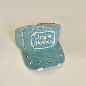 Megan Moroney Cloud 9 Blue Denim Star Studded Distressed Snapback Hat New